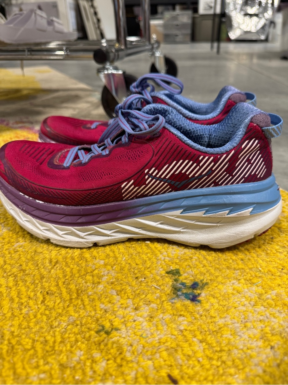 Hoka Women's Burgundy and Blue Cushioned Trainer
